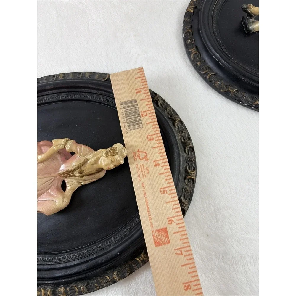 Vintage Chalkware 3D Wall Plaques Pair Mid Century Victorian Courting Couple GVC
